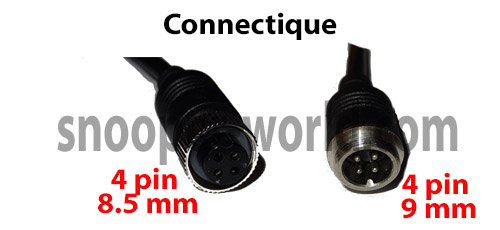 Câble adaptateur 4Pin Femelle vers RCA Mâle + alim Mâle - Invocam